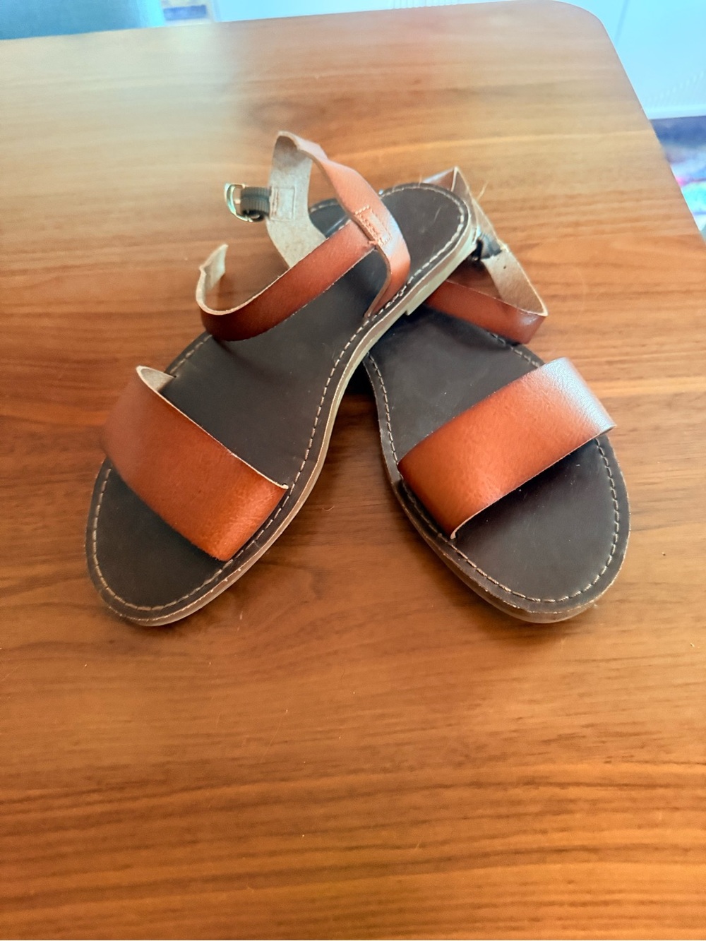 Kids Brown Leather Strap Sandals